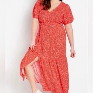 Eloquii Red Dot Maxi Dress
